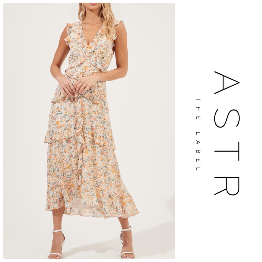 ASTR the Label Floral Ruffled Sleeveless Maxi Dress
